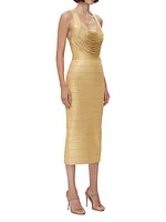 Disco Knit Fringe Bandage Midi-Dress