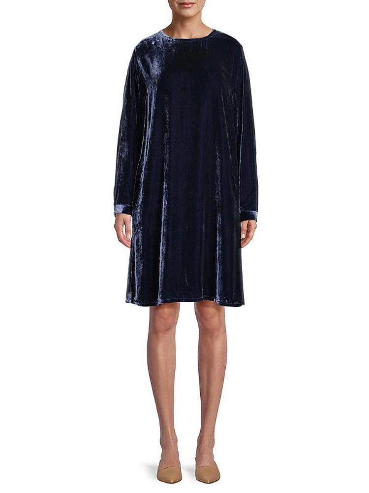 Long-Sleeve Velvet Dress