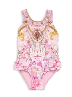 Baby Girl's Printed Ruffle One-Piece Swimsuit