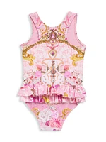 Baby Girl's Printed Ruffle One-Piece Swimsuit