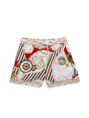 Little Boy's & Nautical Chain Print Swim Trunks