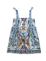 Baby Girl's Mosaic Print Shirred Dress