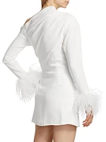 Adelaide Crepe Feather-Cuff Minidress