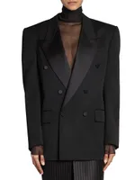 Oversized Tuxedo Jacket Grain De Poudre