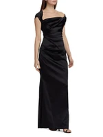 Stretch Satin Duchesse Off-The-Shoulder Gown