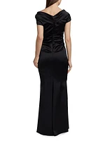 Stretch Satin Duchesse Off-The-Shoulder Gown