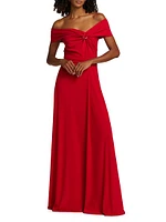 Jersey Crêpe Off-The-Shoulder Gown