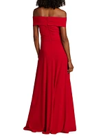 Jersey Crêpe Off-The-Shoulder Gown