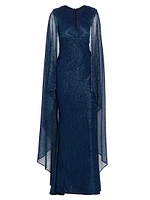 Matrix Metallic Cape Gown