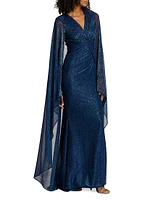 Matrix Metallic Cape Gown