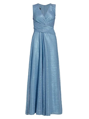 Metallic Voile Sleeveless Gown