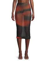 Juliana Semi Sheer Print Pencil Skirt