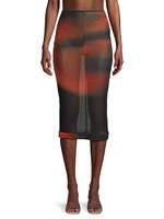 Juliana Semi Sheer Print Pencil Skirt