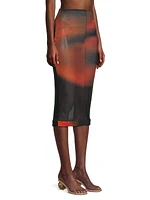 Juliana Semi Sheer Print Pencil Skirt