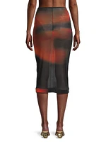 Juliana Semi Sheer Print Pencil Skirt