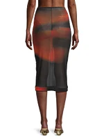 Juliana Semi Sheer Print Pencil Skirt