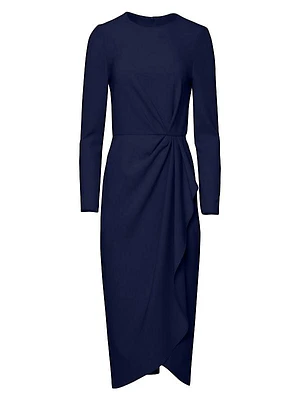 Gathered Crewneck Midi-Dress