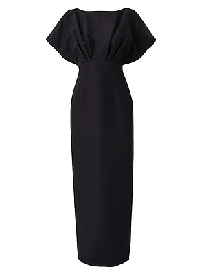 Silk Faille Fan Bodice Column Gown