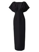 Silk Faille Fan Bodice Column Gown