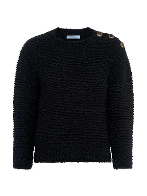 Bouclé Mohair Crew-Neck Sweater