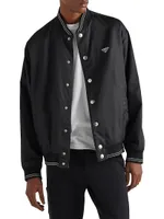 Reversible Re-Nylon And Cotton Fleece Bomber Jacket