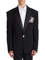 Embroidered One-Button Suit Jacket