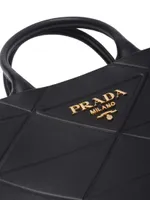 Medium Leather Symbole Tote Bag With Topstitching