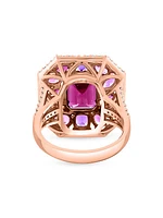 14K Rose Gold & Multi-Gemstone Halo Ring