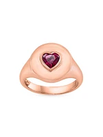 14K Rose Gold & Pink Tourmaline Heart Signet Ring