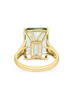 14K Yellow Gold, Green Amethyst & 0.35 TCW Diamond Cocktail Ring