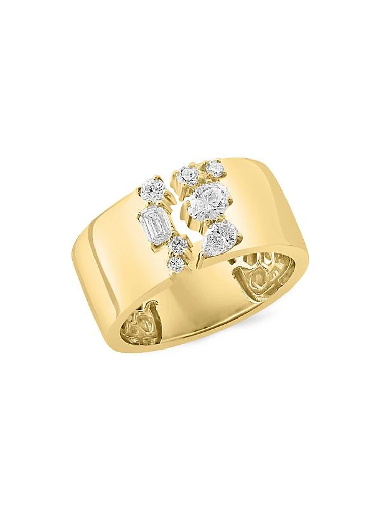 14K Yellow Gold & 0.57 TCW Diamond Cuff Ring