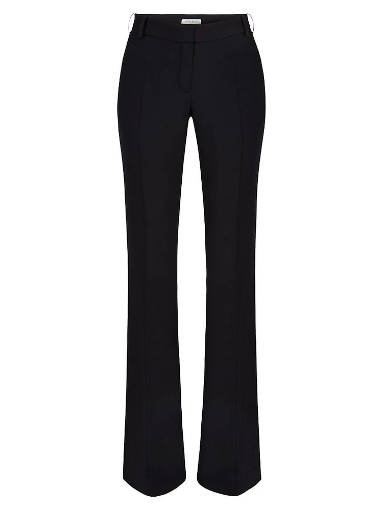 Pleated Boot-Cut Cady Pants