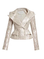 Double-Breasted Peplum Lace Blazer