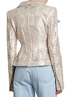 Double-Breasted Peplum Lace Blazer