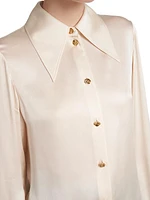 Satin Bell-Cuff Blouse