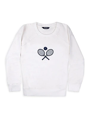 Tennis Racket Embroidered Crewneck Sweatshirt