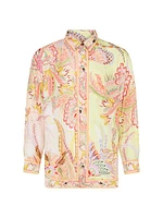 Cosmic Tuscan Abstract Silk Oversized Shirt