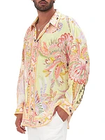 Cosmic Tuscan Abstract Silk Oversized Shirt