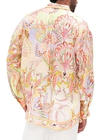 Cosmic Tuscan Abstract Silk Oversized Shirt