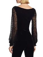 Loghteka Lace-Trim Velvet Top