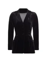 Valona Lace-Trim Velvet Blazer