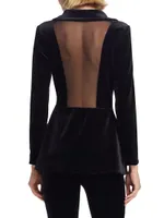 Valona Lace-Trim Velvet Blazer