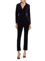 Valona Lace-Trim Velvet Blazer