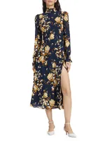 Stevi Floral Mock Turtleneck Midi-Dress