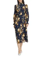 Stevi Floral Mock Turtleneck Midi-Dress