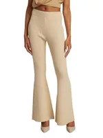 Rib-Knit Cashmere-Blend Flare Pants