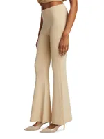 Rib-Knit Cashmere-Blend Flare Pants