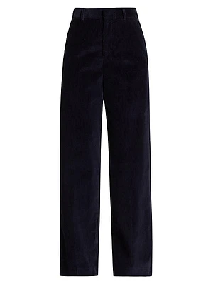 High-Rise Corduroy Straight-Leg Pants