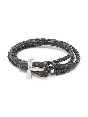 Brass & Braided Leather Bracelet