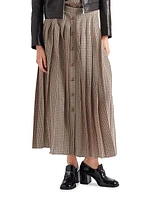 Printed Crepe De Chine Pleated Midi-Skirt